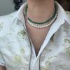 Collar de doble capa de ágata roja con perla Shijia y hebilla de 8 caracteres, cadena de clavícula de calcedonia y ágata negra de ojo de tigre para mujer.