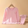 Conjunto de ropa interior térmica para adolescentes, algodón suave, ropa interior térmica para niños, pijamas para niñas, conjunto de capa base para niños mayores y estudiantes de primaria