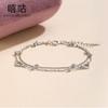 Xi Gu H0136 Plata S925 Personalidad Dulce Doble Capa Hueco Amor Pulsera de Cuentas Redondas Pulsera de Diseño de Nicho de Lujo Ligero