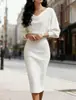 Vestido 2025 Europeu e Americano Transfronteiriço Amazon Novo Outono e Inverno Gola Redonda Mangas Compridas Estilo Morcego Afinando a Cintura para Mulheres