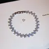 Sombras Tecidas de Cristal! Pulseira de Zircônia Oval, Estilo Doce Coreano, Luxo Leve, Sensação de Alto Padrão, Joias de Mão de Nicho para Atacado