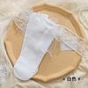 Calcetines con Moño para Mujer de Media Pantorrilla Macho Lindos Estilo Japonés Jk Regalo para Novio Hada Lolita Encaje Blanco