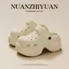 Fábrica de Zapatos Qidan Zuecos de Suela Gruesa para Mujer, Verano Interior que Aumentan la Altura Antideslizantes Exteriores Playa Sandalias de Punta Cerrada para Mujer