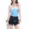 Top de Tubo Naranja Dopamina Estilo Chica Caliente Americana para Mujer, Ropa Exterior y Ropa Interior de Verano, Top Corto Adelgazante con Tirantes