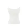 Camisola de Canalé de Alta Elasticidad Adelgazante Estilo Chica Caliente 2026 con Almohadillas de Malla en el Pecho, Estilo Verano Hombros Descubiertos, Modelo Básico de Cuello Redondo Grande