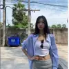 Camisa listrada HF amarela estilo coreano para mulheres, design doce de outono, jaqueta de camisa casual solta