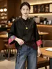 Nueva ropa femenina de estilo chino: blusa de jacquard de seda, diseño nuevo, estilo old-money, de manga larga, elegante, top versátil y capa base