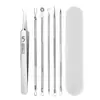 Set de Agujas para Acné de Acero Inoxidable Pinza para Acné No. Pinzas para Espinillas de 5 Celdas Aguja para Acné Herramienta de Belleza Clip de Célula