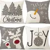 Funda de almohada navideña más vendida transfronteriza con estampado festivo de Papá Noel, funda de almohada para decoración del hogar, venta al por mayor directa del fabricante