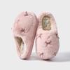 Pantuflas de Casa con Lazo para Mujer Invierno Interior para el Hogar Suela Gruesa Pantuflas de Lana para el Hogar Forro Polar Cálido Pantuflas de Algodón Plush