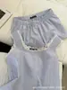 Pijama Feminino Verão Estilo Coreano Simples Listrado Ins Renda Costura Alça Shorts Casuais Curtos Roupas de Casa conjunto