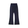 Calça pantalona de algodão com lavagem à areia cor azul-acinzentado feminina 2026 nova outono e inverno cintura alta justa para pessoas altas casual boca de sino perna larga