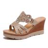 Sandalias de cuña de tacón alto con diamantes de imitación para mujer, sandalias de suela gruesa, primavera y verano 2022