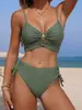 Amazon 2026 Nuevo Bikini Sexy de Encaje de Color Sólido Europeo y Americano Traje de Baño de Dos Piezas Ropa de Baño para Mujer de Playa y Aguas Termales