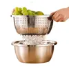 Atacado Conjunto de Tigelas de Aço Inoxidável Grau Alimentício Alemão Bacia para Lavar Vegetais Doméstica Óleo Cozinha Massa Bater Ovos Tigela para Cozinhar Sopa