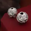Acessórios de Prata 925 com Contas Redondas de Lótus, Pulseiras Grandes e Pequenas, Contas Espaçadoras para DIY, Ornamentos de Lótus Vazados com Furo Grande Atacado
