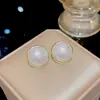 Pendientes de Perla de Algodón con Borde Dorado Estilo Francés para Mujer, Lujo Ligero, Gama Alta, Pendientes Vintage, Pendientes Nuevos con Estilo