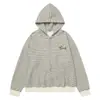 Jaqueta Cardigan com Capuz Bordada Listrada Estilo Retrô Americano para Homens e Mulheres, Novo Estilo 2026, Estilo Solto e Relaxado, Estilo Casal