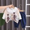 Traje de otoño para bebé, ropa infantil de estilo extranjero, ropa para bebé y niño, ropa de primavera y otoño para niña de un año, suéter de oso, conjunto de tres piezas