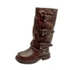 Botas Altas de Moda para Niños 2025 Otoño e Invierno Nuevo Estilo Hebilla de Cinturón Retro Moda Botas de Monta de Caña Alta para Niñas