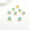 Chapado Oro 18K14K Fuerte Retención de Color Incrustado Circonita de Color Espaciadores de Trébol de Cuatro Hojas Cuentas Sueltas Accesorios para Pulseras Collares DIY Materiales