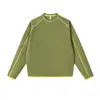Nueva colección de primavera y otoño: Camiseta de manga larga, cuello redondo, bloques de color, manga raglán, peso pesado de 260g, un top moderno y sencillo para hombres y mujeres, perfecto para parejas