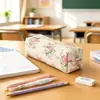 Estuche para Lápices Estudiante Estilo Nuevo Lazo Transfronterizo, Bolsa de Almacenamiento Pequeña Floral Simple, Organizador de Escritorio de Gran Capacidad para Papelería