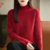 Suéter cálido de lana de tres cabos engrosado, camiseta base cómoda, top de punto para mujer, capa interior de cuello medio alto para otoño e invierno, nuevo top
