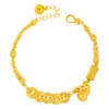 Pulsera Calabaza de Monedas de los Cinco Emperadores de Oro Brillante 24K de Larga Conservación del Color Puzuo Pulsera Enrollada en Placa de Cuentas Atractoras de la Fortuna