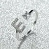Anillo con Letra de Oro Rosa Nuevo de Amazon Transfronterizo Anillo Abierto con Diamante Blanco Joyería de Mano Anillo Único Personalizado Venta al por Mayor