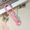 Cordão para Celular de Celebridade da Internet Bolsa Dupla de Pelúcia Cordão de Mão Curto Corda Trançada à Mão Chaveiro Nó Combinando com a Cor Corda para Pendurar