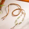 Nova Corda de Pingente de Jade Hetian Trançada à Mão Calcedônia Cristal Branco Moda Versátil Corda de Colar para Meninas Enfeites de Cristal