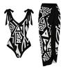 Conjunto de Férias Estilo Boêmio Maiô para Mulheres, Vestido de Banho Peça Única para Praia e Fonte Termal com Saia Sobreposta, Estilo Europeu e Americano de Férias Estampado