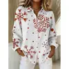 Camisa Impresa 3D de Navidad 2025 Manga Larga Más Vendida Copo de Nieve Fiesta Manga Larga Moda para Mujer Top Cárdigan