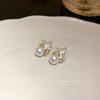 Pendientes de plata con forma de rama de flor con gotas de aceite de diamante y aguja, ligeros, de lujo, de alta gama, delicados, nuevos pendientes de verano 2025 para mujer.