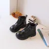 Botas de exterior antideslizantes para niños y niñas, estilo británico, botines de otoño e invierno, botines Martin para niños, botas de cuero