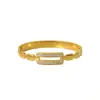 Moda Europea y Americana Más Vendido Pulsera con Broche Incrustado de Diamantes Redondos Geométricos 18K Versátil Diseño de Nicho Pulsera de Acero de Titanio Venta al por Mayor