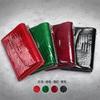 Cartera de Cuero Genuino WESTAL para Mujer Bolso de Mano de Moda para Mujer Charol Piel de Vaca de Primera Capa Patrón de Cocodrilo Billetera para Monedas Transfronterizo