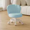 Silla de Maquillaje Color Crema, Taburete de Belleza para Tocador, Silla para Tocador de Dormitorio de Manicura, Silla Giratoria con Respaldo, Ruedas de Gama Alta, Sencilla