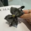 Pinza para el pelo con lazo de moda para Primavera, Otoño e Invierno, Pasador pequeño estilo Chanel, Pinza de plátano para la parte trasera de la cabeza, Adorno para flequillo y cabello con pedrería