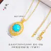 Nova Cor Forte Retenção Dourado Areia DIY Acessórios Escovado Incrustado Strass Turquesa Ovo de Pombo Pingente Colar Alto Padrão Estilo Chinês Mulheres