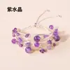 Pulsera tejida a mano con cuentas redondas de cristal natural, gema de cristal morado, amarillo, blanco, aleación, plata, pulsera para mujer, transmisión en vivo, venta al por mayor