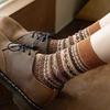 Calcetines de media pantorrilla para mujer para Otoño e Invierno, Estilo Étnico Retro, Calcetines Largos Rayados, Estilo Hong Kong