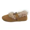 Zapatos de Algodón Cálido de Felpa con Punta Redonda Estilo Retro para Mujer 2026 Estilo Otoño/Invierno Suela Suave Antideslizante Hebilla Metálica Mocasines Versátiles Zapatos de Algodón