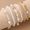 Bz2288 Pulseiras Empilháveis de Corrente com Contas Criativas Europeias e Americanas de Venda Quente Conjunto de 6 Peças Estrela de Cinco Pontas Joia de Mão Feminina
