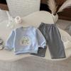 Dianxi 2026 Otoño Nuevo Conjunto de Dos Piezas Tejido para Bebé Estilo Coreano Sudadera Pantalones Casuales Conjunto de Dos Piezas Moderno
