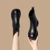 Botas de Cano Curto Marrom Retrô com Zíper nas Costas, Solado Grosso, Outono/Inverno 2026, Novo Estilo, Com Pelúcia, Quentes, Confortáveis, Sola Macia, Sapatilhas da Moda