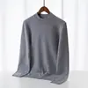 Inverno Novo Masculino Jovem Casual Camisa de Tricô Gola Alta Meia Cor Sólida Simples Camisa Base Bonita Tendência