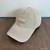 Moda Coreana Versátil Tricolor Degradado Bordado de Letras Atlético Gorra de Béisbol Retro Lavada Vintage Tendencia Estilo Femenino