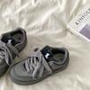 Zapatos Originales de Plataforma Gris Cemento Estilo Niche para Mujer Estilo Americano Retro Zapatos de Pan Otoño e Invierno Ocio Deportes Zapatos Blancos